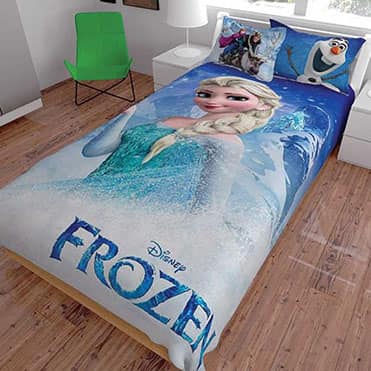 نمایش تصویر سرویس روتختی مدل السا فروزن Elsa Frozen یک نفره 5 تکه کادو تولد برای دختر گل بچین