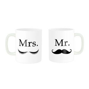 ماگ ناریکو طرح فانتزی مدل ست عاشقانه Mr  Mrs کد 02 مجموعه دو عددی